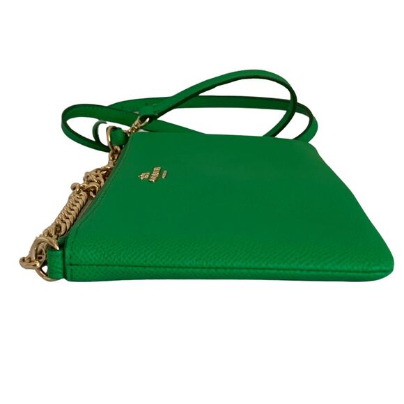 COACH Green Pebble Leather Crossbody Bag Wristlet Gold Chain Strap New - Picture 8 of 12